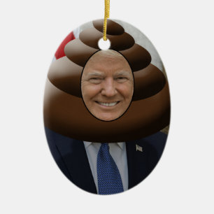 Lustiger Trumpf kacken Emoji Kopf Keramik Ornament