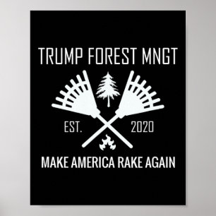 Lustiger Trumpf Waldmanagement Rechen Blätter Faux Poster