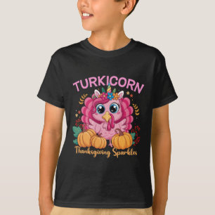 Lustiger Truthahn-Einhorn-Türke-Mädchen-Kind-Thank T-Shirt