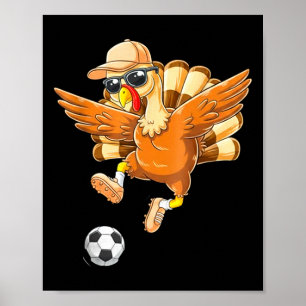 Lustiger Truthahn Fahrrad Kick Fußball Thanksgivin Poster