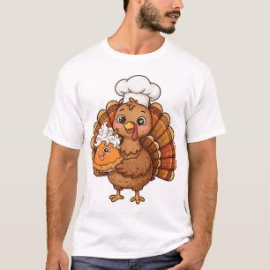 Lustiger Truthahn-Koch-Kürbiskuchen-Thanksgiving-T T-Shirt