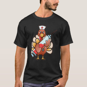 Lustiger Truthahn-Krankenschwester mit großer Spri T-Shirt