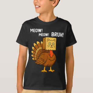 Lustiger Truthahn Miau Erntedankfest Falsche Katze T-Shirt