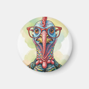 Lustiger Truthahn mit Brille Cartoon Spaß Magnet