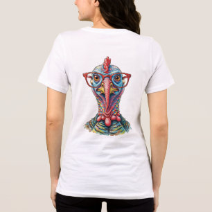 Lustiger Truthahn mit Brille Cartoon Spaß Tri-Blend Shirt