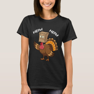 Lustiger Truthahn mit Katzen-Gesicht dankbare Fest T-Shirt