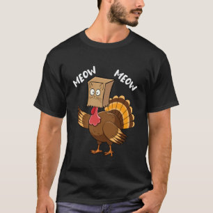 Lustiger Truthahn mit Katzen-Gesicht dankbares Fes T-Shirt