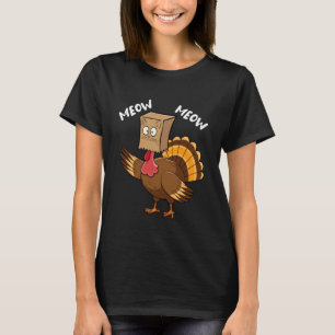 Lustiger Truthahn mit Katzen-Gesicht dankbares Fes T-Shirt