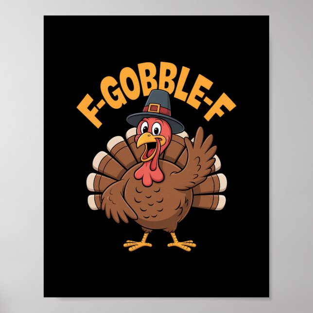 Lustiger Truthahn Pilger Hut F Gackern F Erntedank Poster (Vorne)