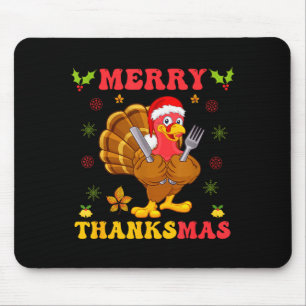 Lustiger Truthahn Santa Frohe Thanksmas Weihnachte Mousepad
