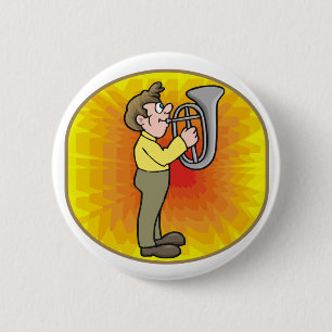 Lustiger Tuba-Spieler-Knopf Button