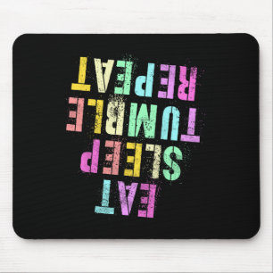 Lustiger Turner Essen Schlafen Purzelbaum Wiederho Mousepad