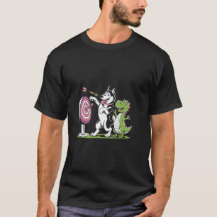Lustiger Tyrannosaurus Husky Dart Spiel Sportler T-Shirt
