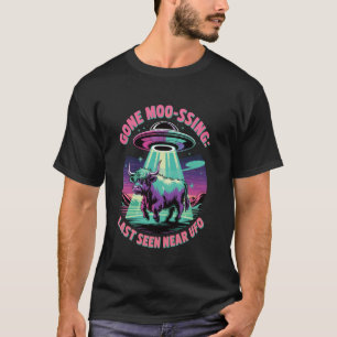 Lustiger UFO-entführender Kuh-Verrückter-Alien-Wit T-Shirt