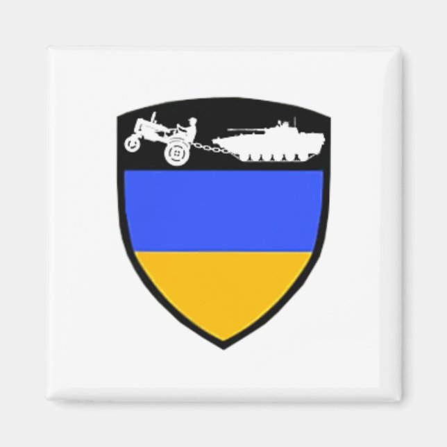 Lustiger Ukraine-Bauer-Traktor zieht Panzer-Meme  Magnet (Vorne)