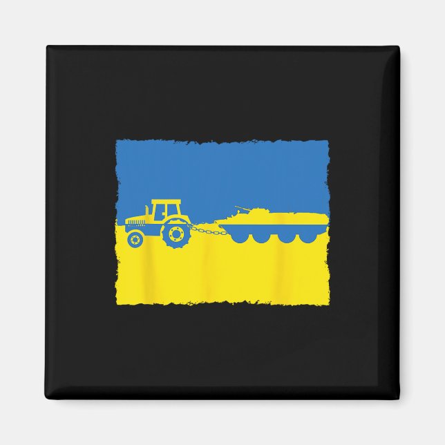 Lustiger ukrainischer Bauer mit Traktor stiehlt ei Magnet (Vorne)