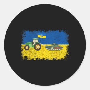 Lustiger ukrainischer Bauer stiehlt Panzer Meme I Runder Aufkleber