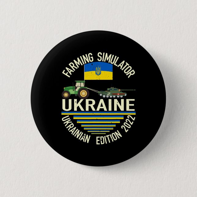 Lustiger ukrainischer Bauer stiehlt Tank Meme I St Button (Vorderseite)
