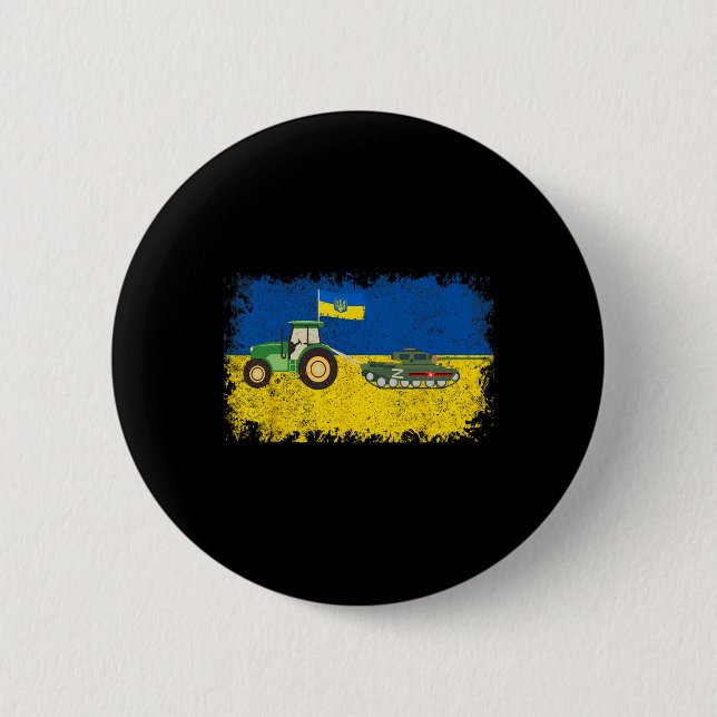 Lustiger ukrainischer Bauer stiehlt Tank Meme I St Button (Vorderseite)