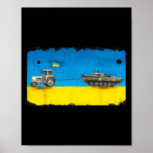 Lustiger ukrainischer Bauer zieht Panzer mit Trakt Poster