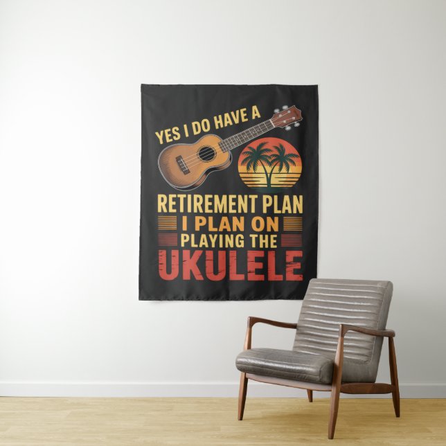 Lustiger Ukulele-Renteneintritts-Plan Wandteppich (Beispiel)