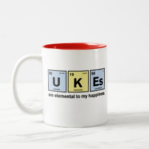 Lustiger Ukulele und Wissenschafts-Tasse Zweifarbige Tasse