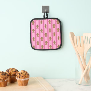Lustiger und Fancy Pink Lebkuchenmann Topflappen