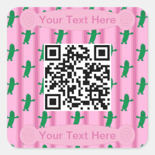 Lustiger und Fancy Pink Pickle QR Code Quadratischer Aufkleber