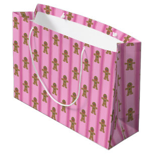Lustiger und Fancy-Rosa-Gingerbread-Mann Große Geschenktüte