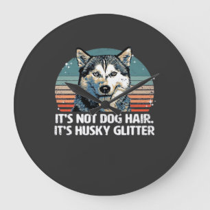 Lustiger und süßer sibirischer Husky-Hund Glitter Große Wanduhr