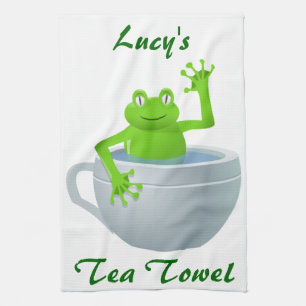 Lustiger unerwarteter Frosch in meiner Tee-Schale Handtuch