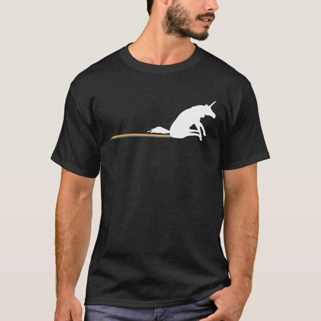 Lustiger Unicorn, der Regenbogen kackt T-Shirt (Vorderseite)