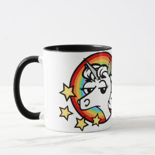 LUSTIGER UNICORN MIT REGENBOGEN-DER GRAFISCHEN TASSE