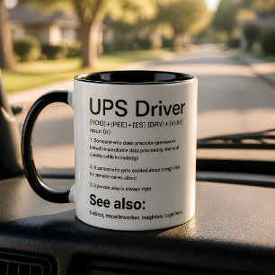 Lustiger UPS-Fahrer-Definitionsbecher Postbote Hum Tasse