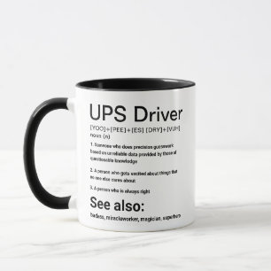 Lustiger UPS-Fahrer-Definitionsbecher Postbote Hum Tasse