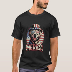 Lustiger USA Golden Retriever Merica 4. Juli Hund T-Shirt
