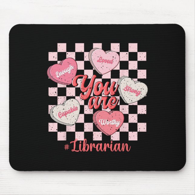 Lustiger Valentinsbibliothekar Liebesherz  Mousepad (Vorne)