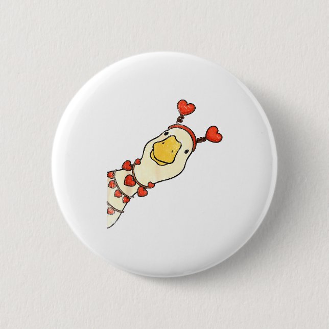 Lustiger Valentinstag Alberne Gänse Ente Herz Lieb Button (Vorderseite)