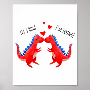Lustiger Valentinstag-Dinosaurier, der Herz-T-Rex  Poster