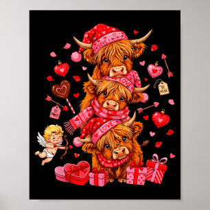 Lustiger Valentinstag Highland-Kuh-Liebhaber Xoxo Poster