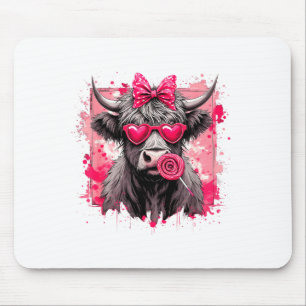Lustiger Valentinstag Highland-Kuh Lollip Herz Kun Mousepad