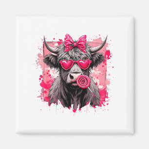 Lustiger Valentinstag Highland-Kuh Lutscher Herz K Magnet