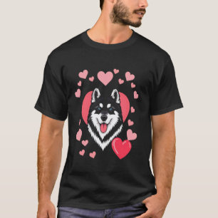 Lustiger Valentinstag Husky-Hund Herz T-Shirt