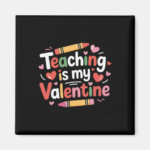 Lustiger Valentinstag-Lehrer Buntstift Unterrichte Magnet