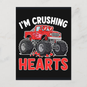 Lustiger Valentinstag-Monstertruck, der Herzen zer Feiertagspostkarte
