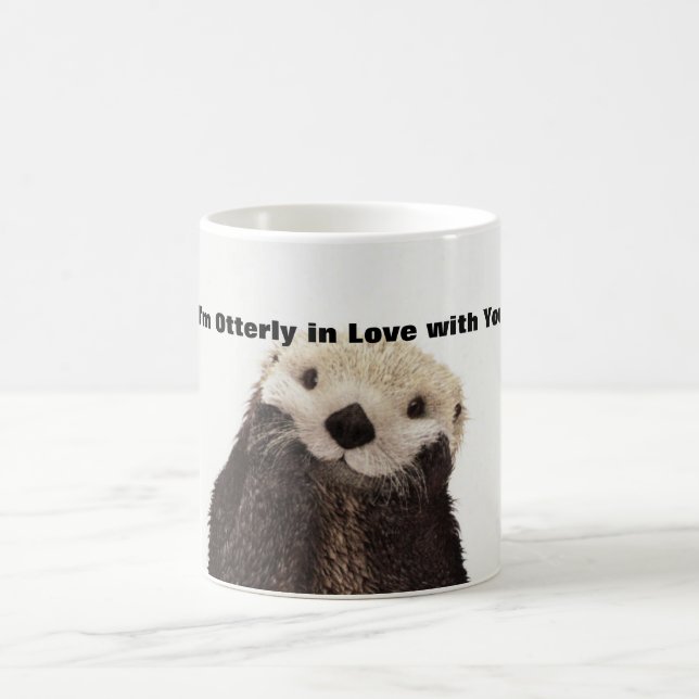 Lustiger Valentinstag-Otter Kaffeetasse (Mittel)
