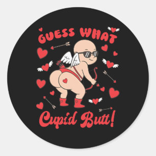 Lustiger Valentinstag, rate mal Cupid Hintern Runder Aufkleber