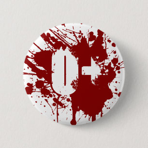 Lustiger Vampir und Zombie-Blutspender mit Blutgru Button