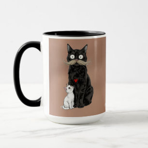 Lustiger Vater & Kind Katze Kunst Kaffeetasse