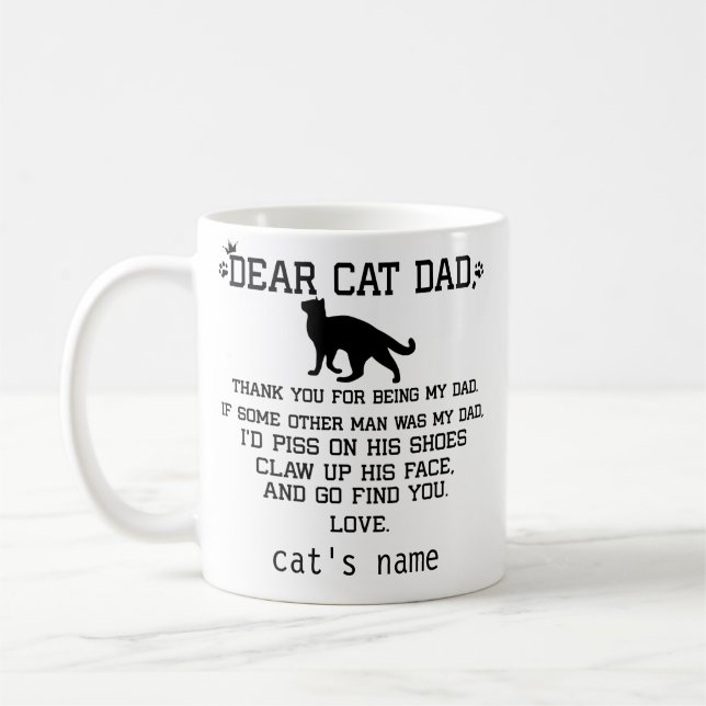 lustiger Vater und Katze Kaffeetasse (Links)